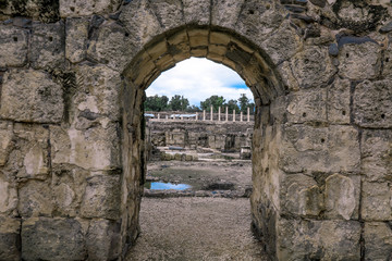 View to the Ancient Stone Buildings in the Beit She'an Park, Israel