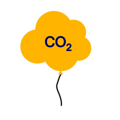 CO2 sign.CO2 sign. Ball on a string. White background