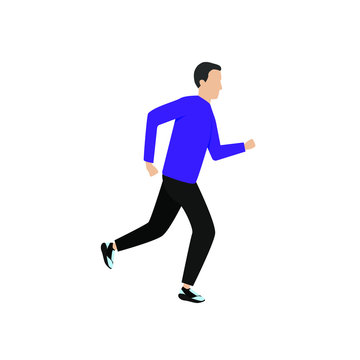 The man is running. Flat cartoon character 