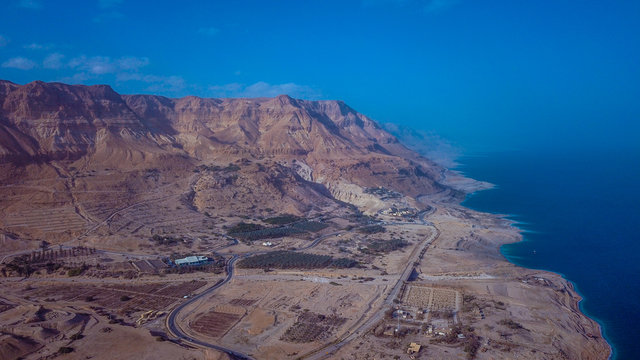 Aerial Mountain View to the Dead Sea region, Israel