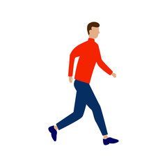 Fototapeta na wymiar The man is walking. Flat cartoon character isolated on white background.eps