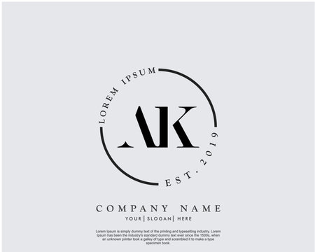 Initial letter AK beauty handwriting logo vector