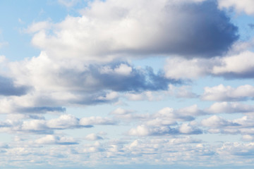 Cloudscape. Blue sky and white cloud. Sunny day. Cumulus cloud