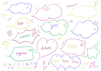 色々な表情のふきだし君　カラフルベクター　ワンポイント