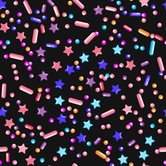 Obraz premium Sprinkle Cupcake Donut Topping. Seamless Pattern 