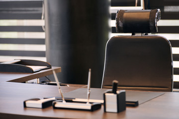 Business office workplace. Work place for chief, boss or other employees. Table and comfortable...
