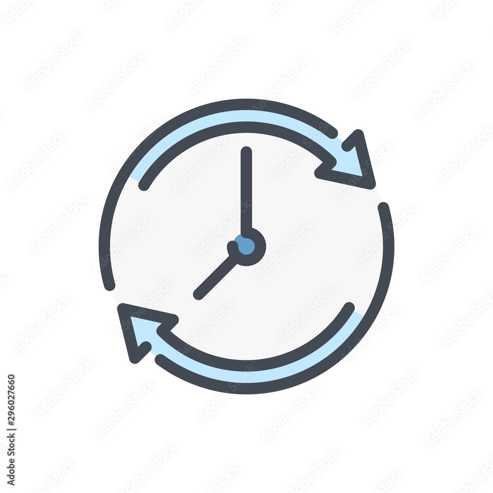 Poster refresh time color line icon. update clock vector outline colorful sign.
