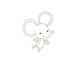 Winter coloring book with a little mouse 