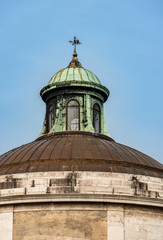 Fototapeta na wymiar Venice, close-up of the dome of the church of the Maddalena, in neoclassical style, UNESCO world heritage site, Veneto, italy, Europe