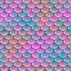 Pink Mermaid Scale Seamless Pattern