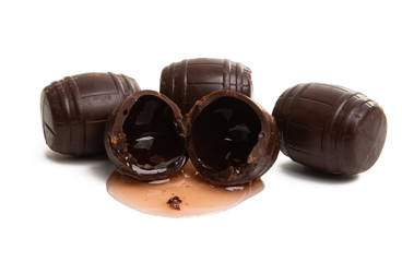 chocolate candies with liquor isolated