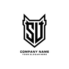 Initial letter SV Shield vector Logo Template Illustration Design, black color
