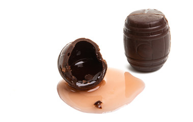 chocolate candies with liquor isolated