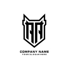 Initial letter AA Shield vector Logo Template Illustration Design, black color