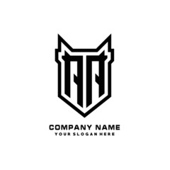 Initial letter AA Shield vector Logo Template Illustration Design, black color