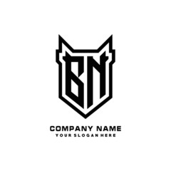 Obraz premium Initial letter BN Shield vector Logo Template Illustration Design, black color