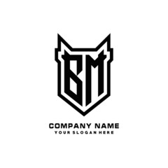 Initial letter BN Shield vector Logo Template Illustration Design, black color