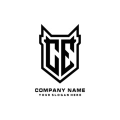 Initial letter CE Shield vector Logo Template Illustration Design, black color