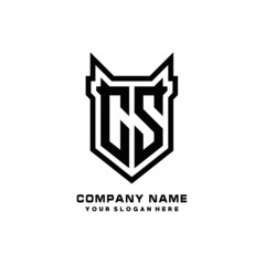 Initial letter CS Shield vector Logo Template Illustration Design, black color