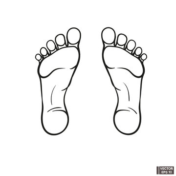 Left and right human foot soles. Outline icon