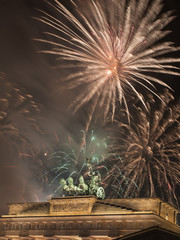 Fireworks over the Brandenburg Gate in Berlin, Germany,  during New Year concert and celebrations. © Dziurek