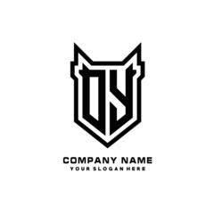 Initial letter DY Shield vector Logo Template Illustration Design, black color