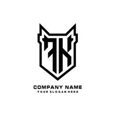 Initial letter FK Shield vector Logo Template Illustration Design, black color