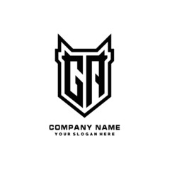 Initial letter GA Shield vector Logo Template Illustration Design, black color
