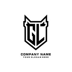 Initial letter GL Shield vector Logo Template Illustration Design, black color