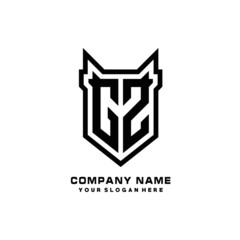 Initial letter GZ Shield vector Logo Template Illustration Design, black color