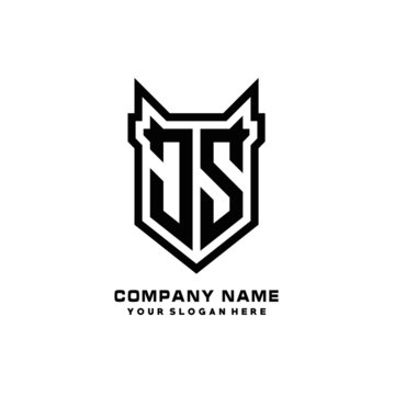Initial letter JS Shield vector Logo Template Illustration Design, black color