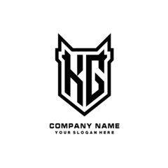 Initial letter KG Shield vector Logo Template Illustration Design, black color