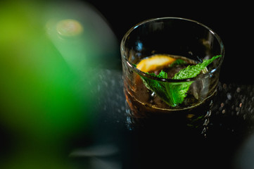 Coffee with lemon and mint