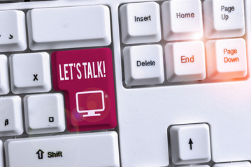 Conceptual hand writing showing Let S Talk. Concept meaning they are suggesting beginning...