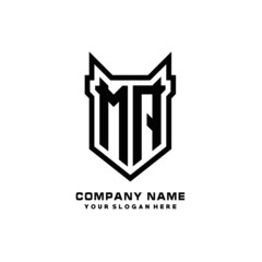 Initial letter MA Shield vector Logo Template Illustration Design, black color