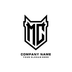 Initial letter MC Shield vector Logo Template Illustration Design, black color