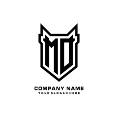 Initial letter MD Shield vector Logo Template Illustration Design, black color