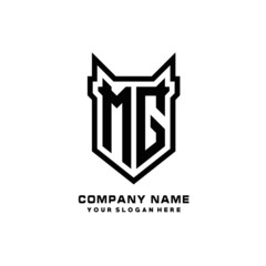 Initial letter MG Shield vector Logo Template Illustration Design, black color