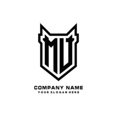 Initial letter MV Shield vector Logo Template Illustration Design, black color