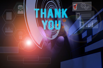 Text sign showing Thank You. Business photo text a polite expression used when acknowledging a gift...
