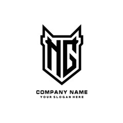 Initial letter NG Shield vector Logo Template Illustration Design, black color