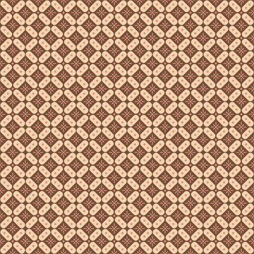 Indonesian batik seamless pattern with various motif javanese traditional culture, batik kawung in brown colorway, can applied to whole cloth