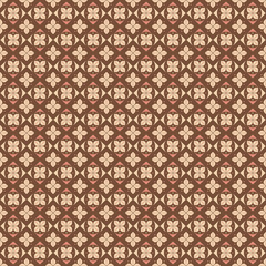 Indonesian batik seamless pattern with various motif javanese traditional culture, batik kawung in brown colorway, can applied to whole cloth
