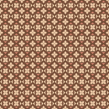 Indonesian batik seamless pattern with various motif javanese traditional culture, batik kawung in brown colorway, can applied to whole cloth