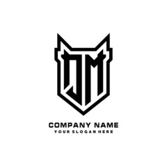Initial letter QM Shield vector Logo Template Illustration Design, black color