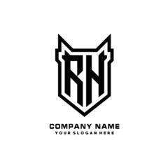 Initial letter RH Shield vector Logo Template Illustration Design, black color