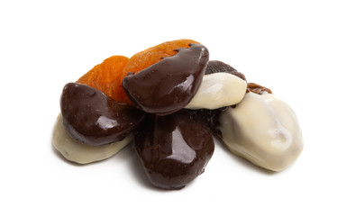 dried fruits in chocolate isolated