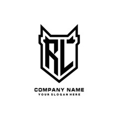 Initial letter RL Shield vector Logo Template Illustration Design, black color