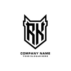 Initial letter RK Shield vector Logo Template Illustration Design, black color