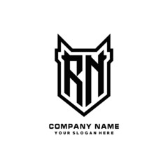 Fototapeta premium Initial letter RN Shield vector Logo Template Illustration Design, black color